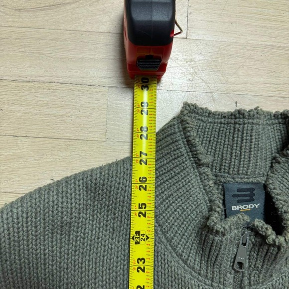 Brody Mens Lambswool Blend Full Zip Nordic Snowflake Sweater Green Size M - Picture 6 of 8